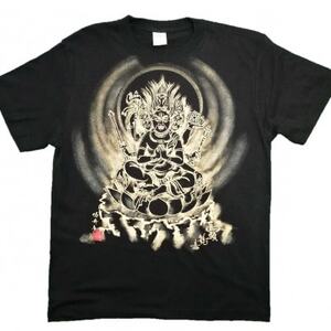 手描きTシャツ 仏画 馬頭観音 黒 (半袖 Sサイズ)【1615703】