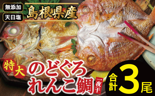 
れんこ鯛と特大のどぐろ一夜干しセット【のどぐろ干物 1尾 261～290g れんこ鯛干物 2尾×161～180g 無添加 のどぐろ ノドグロ 特大 れんこ鯛 キダイ 干物 真空パック 父の日 母の日】
