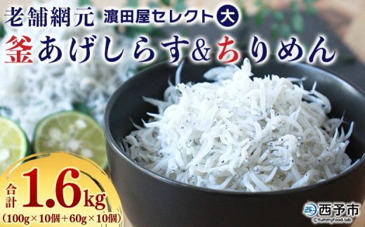 ＜老舗網元 濵田屋セレクト 釜あげしらす (合計1.6kg)＞ 釜揚げ シラス じゃこ 海鮮 海産物 丼 おにぎり 具材 ご飯 おつまみ おやつ 小魚 乾物 国産 マルヨシ水産 特産品 愛媛県 西予市【冷凍】