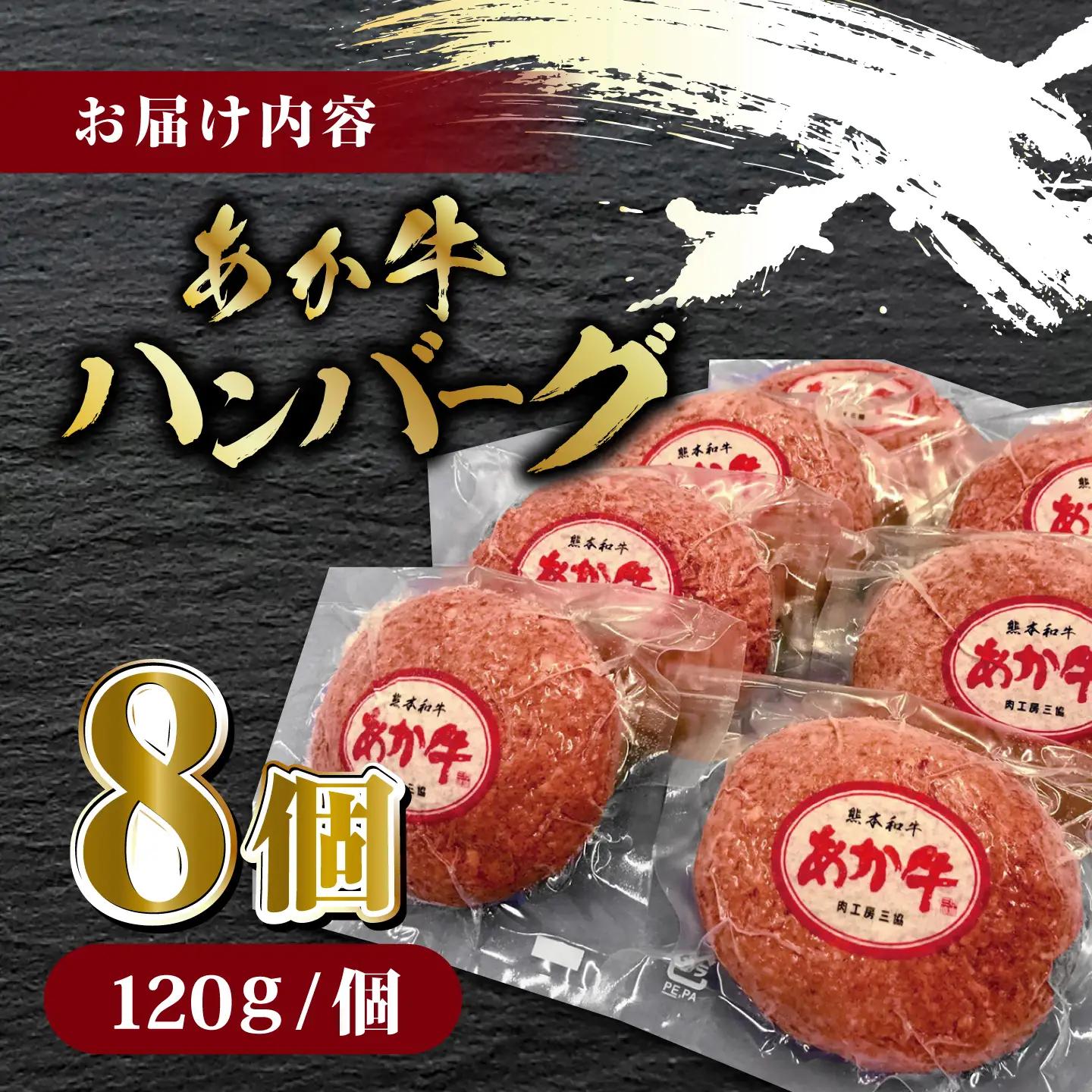あか牛 100% ハンバーグ 120g × 8個【有限会社 三協畜産】 ハンバーグ 赤牛 セット 牛肉 あかうし 熊本県産 [ZEB099-FW]