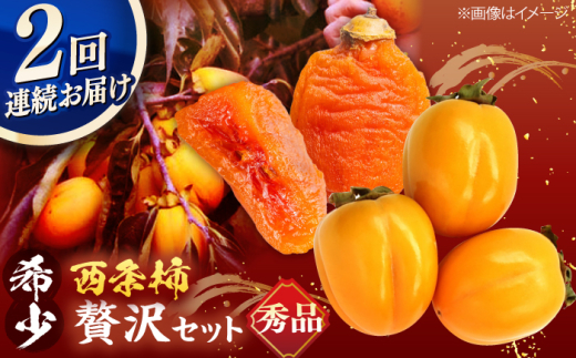 【先行予約】【10個限定】【全2回定期便】 柿の贅沢セット！ 合わせ柿6玉 プレミアム干し柿SHUKU L玉以上4玉 島根県松江市/マルカミ農縁株式会社 [ALCM017]｜柿 西条柿 干し柿 高級 プレミアム デザート セット 島根 松江 おすすめ 人気 お取り寄せ 送料無料 かき カキ フルーツ 果物 くだもの 国産 甘い おいしい スイーツ おやつ 贈答 ギフト プレゼント 贈り物 お祝い