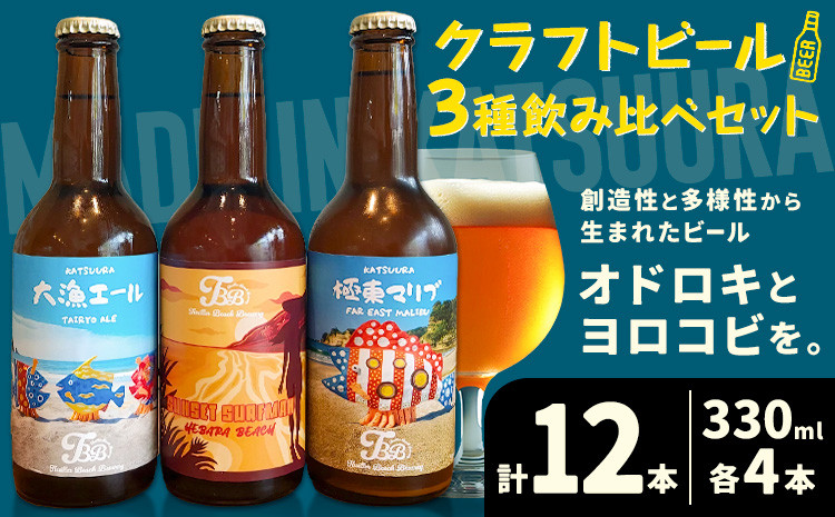 
            クラフトビール 3種 飲み比べセット 瓶330ml 12本 千葉県 勝浦市 にある 醸造所より 直送 MAXIMUS.WORK 株式会社《90日以内に出荷予定(土日祝除く)》千葉県 勝浦市 クラフトビール ビール 飲み比べ【配送不可地域：離島】
          