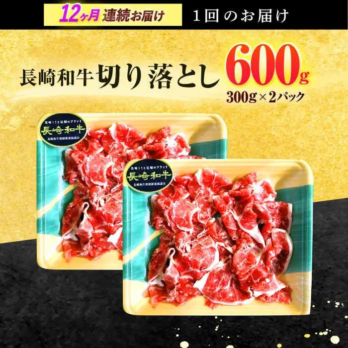 【12回定期便】長崎和牛 切り落とし 600g(300g×2)[OCD020]