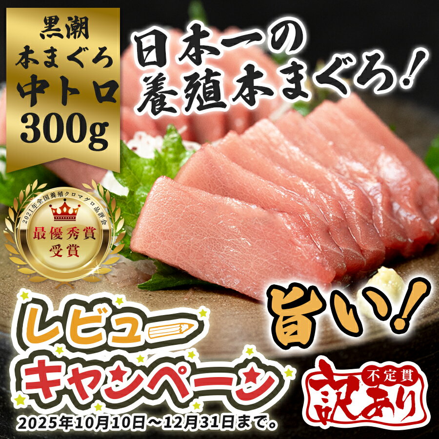 【ふるさと納税】【訳アリ】養殖本マグロ 中トロ 300g 黒潮本まぐろ【レビューキャンペーン実施中】｜不定貫 不揃い 刺身用 家庭用 最優秀賞受賞 日本一 配達日指定可 指定日配送可 本まぐろ まぐろ 鮪 丼 寿司 柵 急速冷凍 解凍簡単 産地直送 高知県 大月町