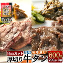 【ふるさと納税】牛タン 厚切り タン塩 味噌タン 塩牛タン 味噌牛タン 仙台牛タン タン中 タン元 特撰 スライス 8mm 仙台名物 特選厚切り8mm牛タン600g (塩・味噌) 国産南蛮味噌100g付 牛肉 肉 焼肉 BBQ 【04301-0087】