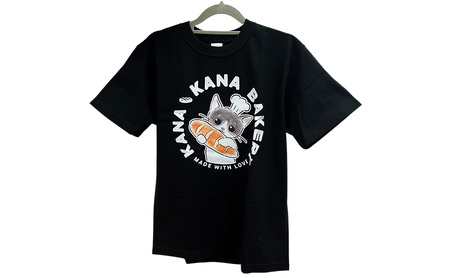 Tシャツ 猫の愛護活動を応援！黒Tシャツ「パン持ちデザイン」 Mサイズ