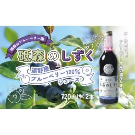 砥森のしずくブルーベリージュース 果汁100% 720ml×2本 岩手県遠野市 遠野食工房蔵【1583507】