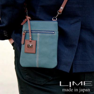 ふるさと納税 高松市 LIME(ライム)　ヌメ革ミニショルダーバッグ　color:ブルー