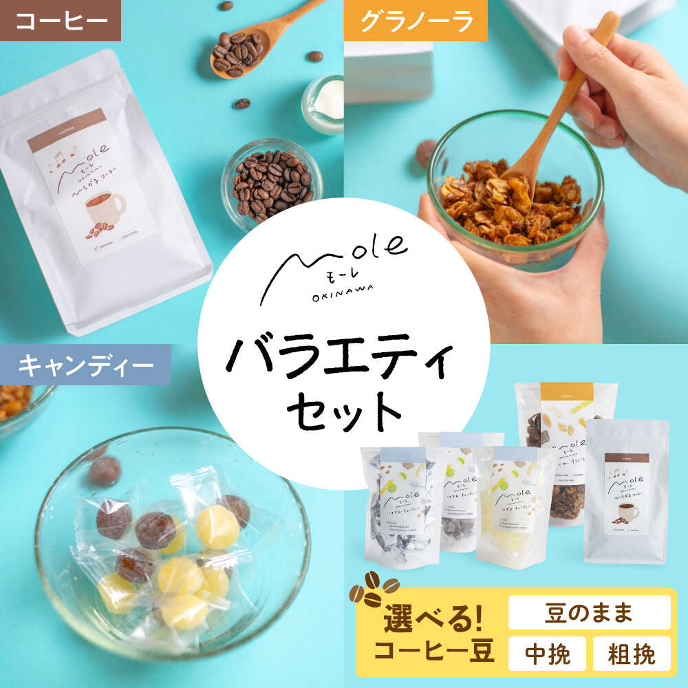 【ふるさと納税】【豆が選べる／豆のまま・中挽き・粗挽き】MOLE / バラエティセット コーヒー セット 詰め合わせ ギフト スイーツ 父の日 沖縄市 / みやんち STUDIO&COFFEE[BCCX016]