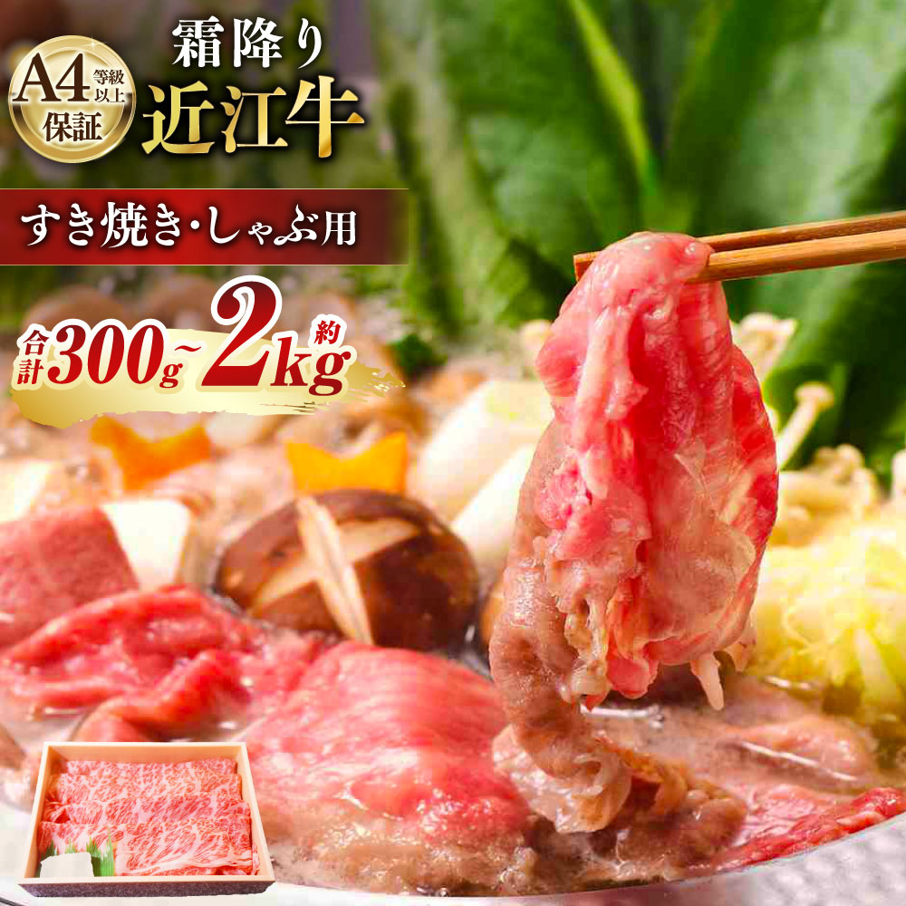 【ふるさと納税】＜選べる内容量＞A4等級以上保証！！ 近江牛ロース・肩すき焼きしゃぶしゃぶ用 約300g / 約500g / 約1kg / 約2kg 【近江牛専門店かねきち】 牛肉 お肉 霜降り すきやき すき焼き すき焼 しゃぶしゃぶ 冷凍 滋賀県産 国産 滋賀県 湖南市 送料無料