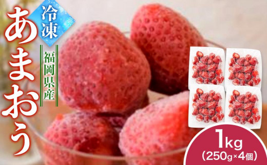 福岡県産　冷凍あまおう1kg（250ｇ×4個）【いちご 苺 あまおう 冷凍 甘い 濃厚 新鮮 いちご 冷凍あまおう いちご 果物 アレンジ おやつ フルーツ スイーツ スムージー ジャム アイス けずり苺 お取り寄せ お取り寄せグルメ 福岡県 筑前町 送料無料  FL004】