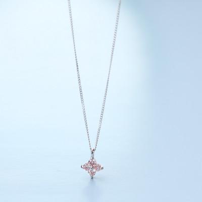 ふるさと納税 大津市 【プラチナ900 ラボピンクダイヤモンドネックレス】0.132ct 静かに神秘的に咲く花 ペンダント |  | 02