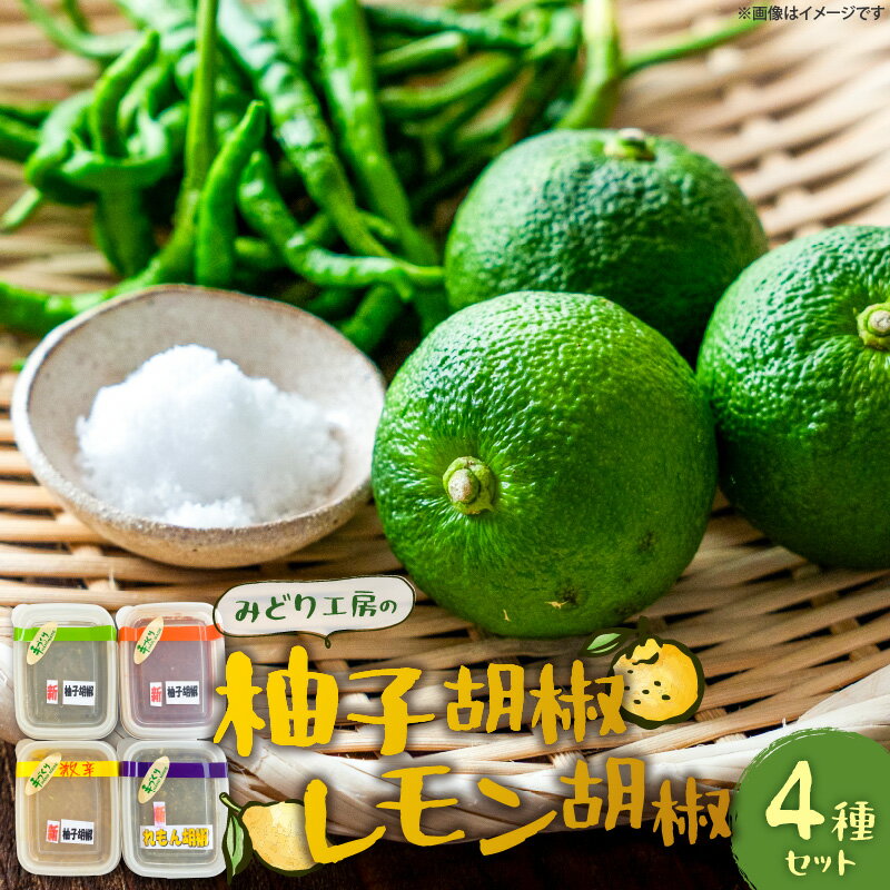【ふるさと納税】みどり工房 柚子胡椒 レモン胡椒 4種類 セット 各60g 緑 マイルド 赤 辛口 黄 激辛 とうがらし 上毛町産 レモン 柚子 胡椒 調味料 薬味 香り コク 酸味 料理 冷凍 お取り寄せ 福岡県 上毛町 送料無料
