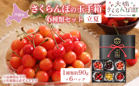 先行予約 さくらんぼ さくらんぼの玉手箱 6種類 セット ※品種指定不可 サミット 月山錦 南陽 紅秀峰 佐藤錦 食べ比べ フルーツ 果物 季節のフルーツ 旬 旬のフルーツ 夏 ギフト 贈り物 贈答 プレゼント 北海道 芦別市