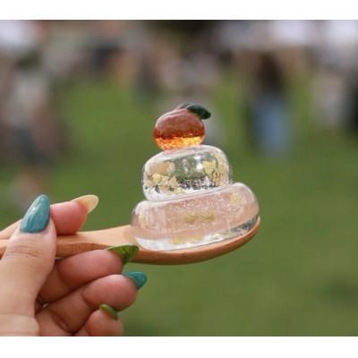 ふるさと納税 横芝光町 ガラス鏡餅「もっちり ひとくちサイズ麻炭&金箔」 ガラス細工のかがみ餅 |  | 02