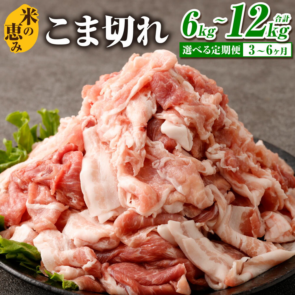 【ふるさと納税】【選べる定期便】大容量 こま切れ 1回あたり 約2kgセット 合計6kg（約2kg×3回） 合計12kg（約2kg×6回） 大分県産 豚肉【米の恵み】3ヶ月定期便／6ヶ月定期便 お肉 肉 切り落とし 細切れ しょうが焼き 豚汁 小分け 個包装 冷凍 九重町 送料無料