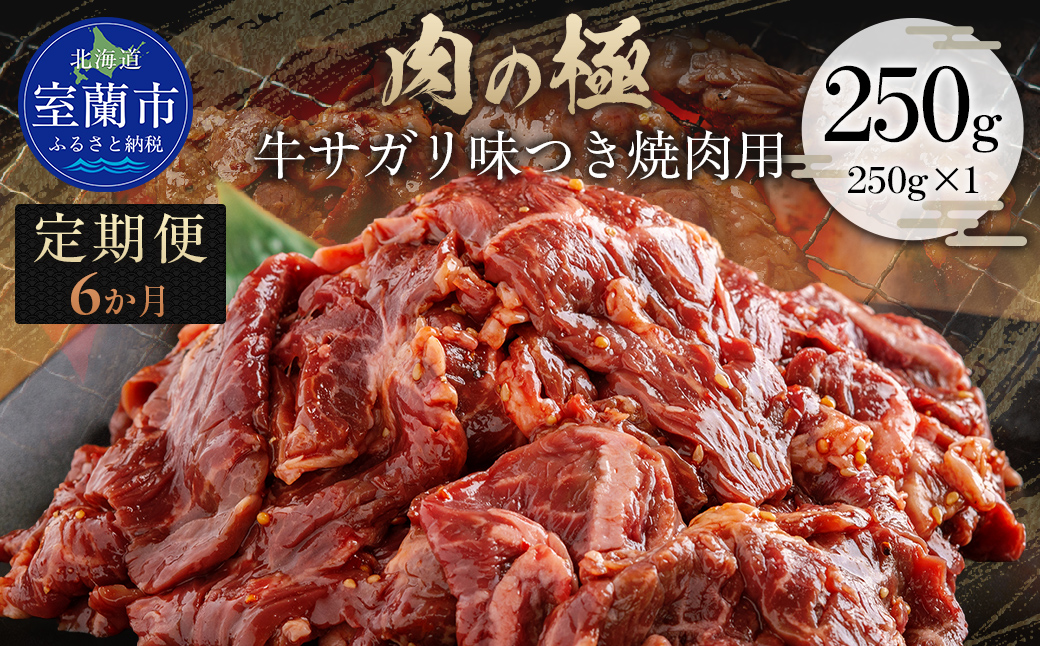 【6か月定期便】牛サガリ味つき焼肉用 250g (250g×1) MROBM022