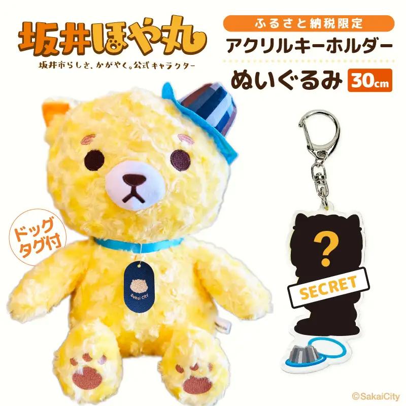 坂井市公式キャラクター「坂井ほや丸」でかほやぬい (ぬいぐるみ30cm) ＆ 限定アクリルキーホルダー  [A-20607]