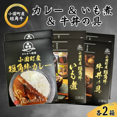 【ふるさと納税】短角牛カレー&いも煮&牛丼の具　各2箱(計6箱)【1587967】