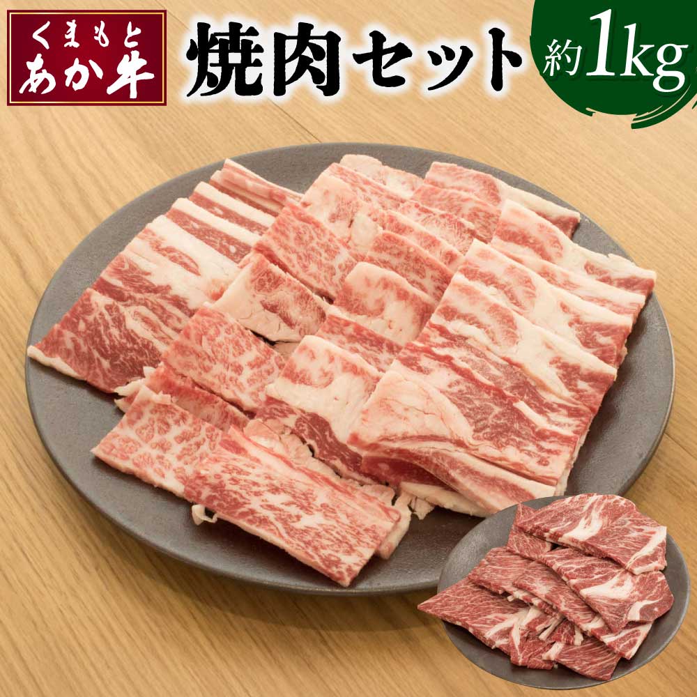 【ふるさと納税】くまもとあか牛 焼肉用セット 合計約1kg あか牛 牛肉 和牛 赤身肉 肉 肩ロース カルビ 国産 九州産 熊本県産 焼肉 セット 詰め合わせ 食品 冷凍 送料無料 矢野畜産