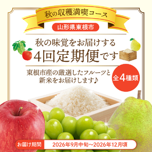 【2025年先行予約 4回定期便】秋の収穫満喫コース(2025年9月 シャインマスカットからスタート) シャインマスカット ラ・フランス りんご つや姫　hi003-143-1