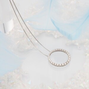 PT900/PT850　1ctダイヤモンド　サークルペンダントネックレス FHH-019923