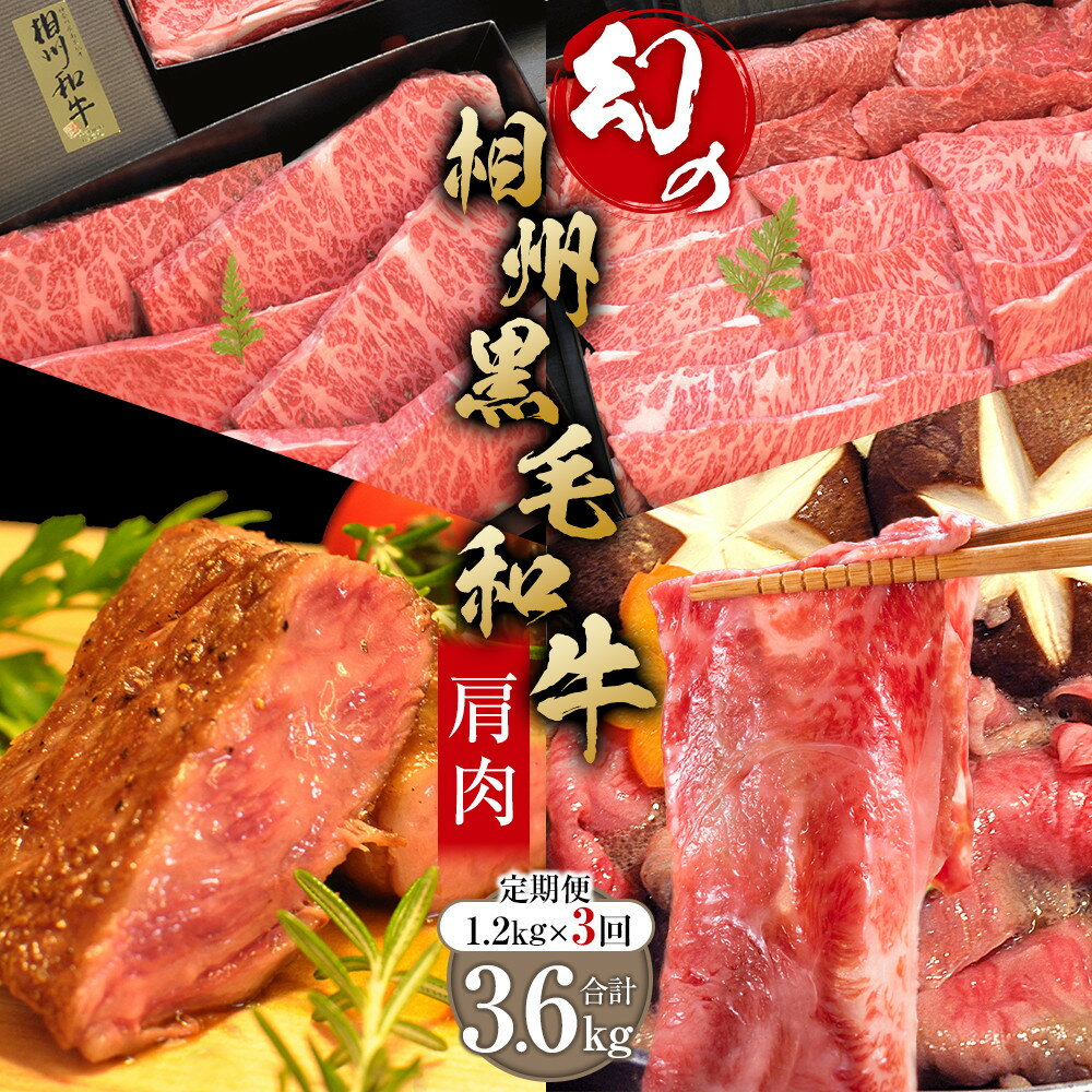【ふるさと納税】牛肉 定期便 3回 幻の相州黒毛和牛肩肉 1.2kg×3回 計3.6kg【相州黒毛和牛 相州牛 幻の牛肉 極上の旨味と風味 キメ細かな上質の脂 様々な料理に ブランド牛 ブランド牛肉 神奈川特産品 神奈川県 小田原市 】