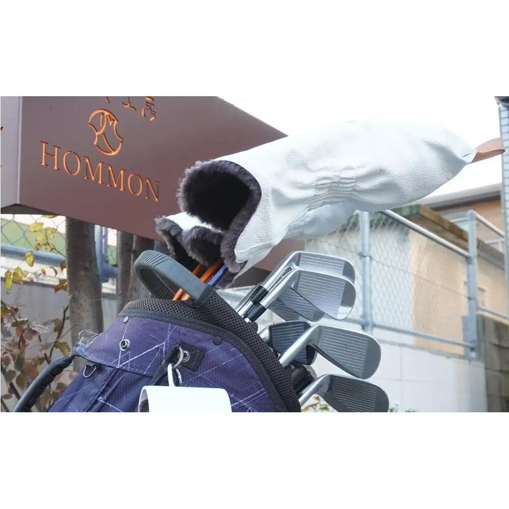 博多革工房HOMMONが作ったゴルフウッド用ヘッドカバー【牛革】：ホワイト＃7