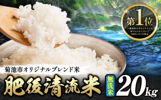 熊本県産 無洗米 肥後清流米 20kg 熊本県産 ふるさと納税 精米 米 こめ ふるさとのうぜい コメ お米 おこめ《7-14日以内に出荷予定(土日祝除く)》