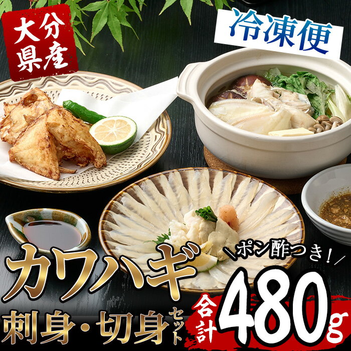 【ふるさと納税】カワハギ 刺身・切身セット(刺身30g×2皿、肝・身皮10g×2皿、切身200g×2袋、ポン酢4個) カワハギ かわはぎ 切り身 ポン酢 ぽん酢 鮮魚 冷凍 養殖 国産 大分県 佐伯市 フジテレビ ノンストップ いただき！ハウマッチ【GO003】【(株)水元】