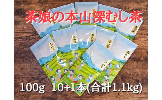 【特別寄付額：事業者支援】【茶娘の深むし茶】静岡市産深むし茶100g『10+1本』+1本合計1.2kg 大容量◆無添加 小分け お茶 ブランド 静岡茶 大容量 静岡県産 カテキン 家庭用 静岡県 深蒸し茶