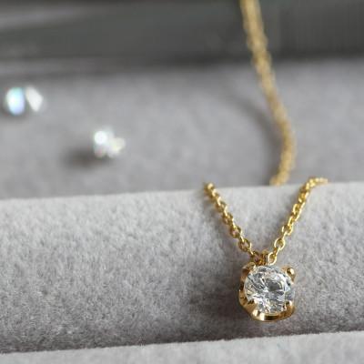 ふるさと納税 大津市 【ラボグロウンダイヤモンドネックレス】0.2ct 4点留め K18イエローゴールド 長さ40cm |  | 01