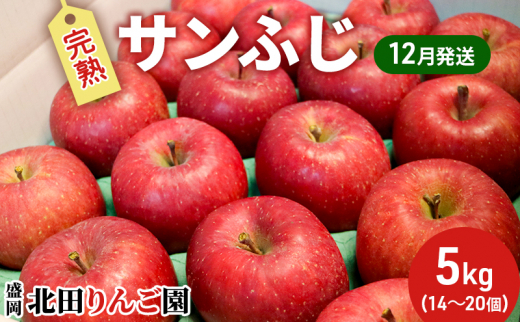 【先行予約】12月発送  完熟サンふじ りんご 5kg 14～20玉  デザート 果汁 甘い 酸味 バランス 果物類 フルーツ 林檎 リンゴ 国産 産地直送 くだもの お取り寄せ 贈り物 ギフト 贈答用 おすすめ 美味しい 特産品 名産品 ご当地 自宅用 朝食 岩手県 盛岡市 東北 岩手 盛岡 北田りんご園 kitada007
