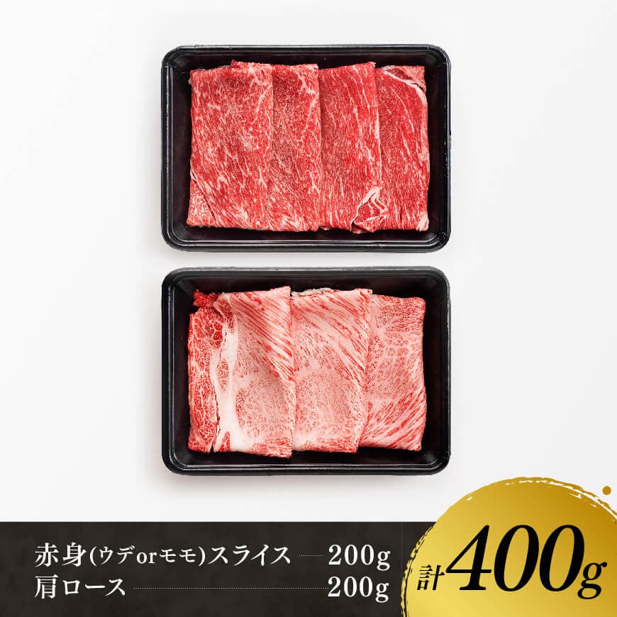 宮崎牛赤身(ウデorモモ)霜降りすきしゃぶ2種400g　宮崎牛 牛肉 [D11118]