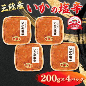 【スピード発送】 イカの塩辛 800g 200g×4パック いか