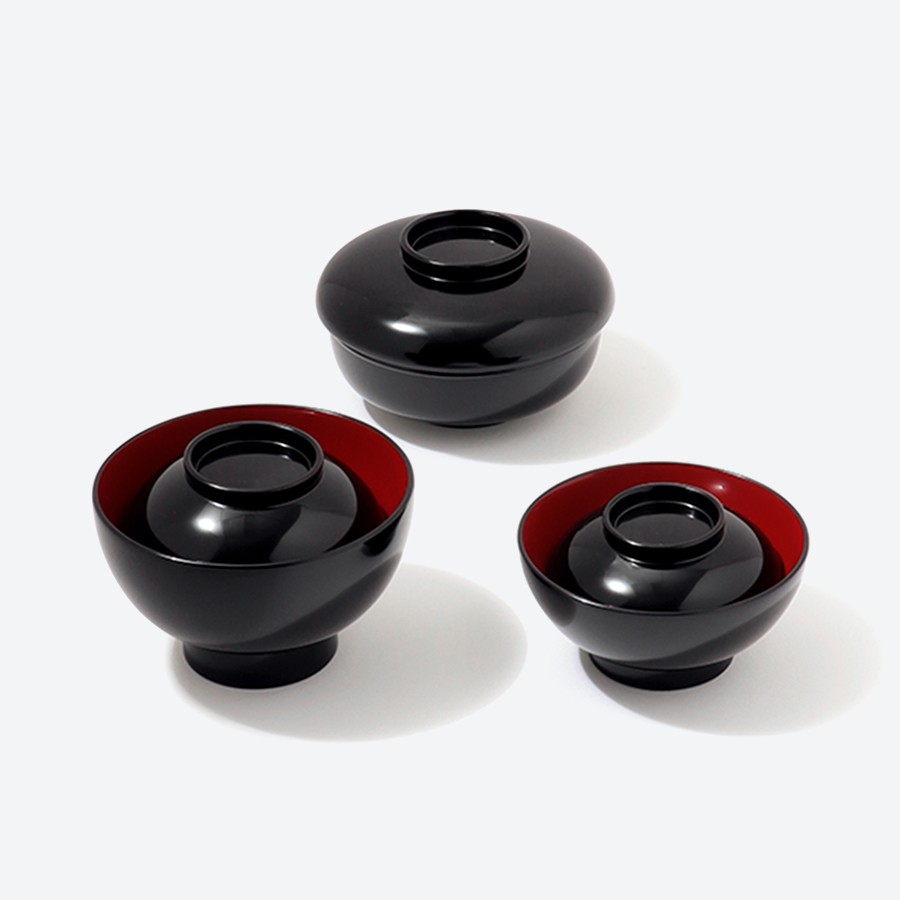 ＜中島忠平漆器店＞お食い初め膳　女の子用（黒内朱）