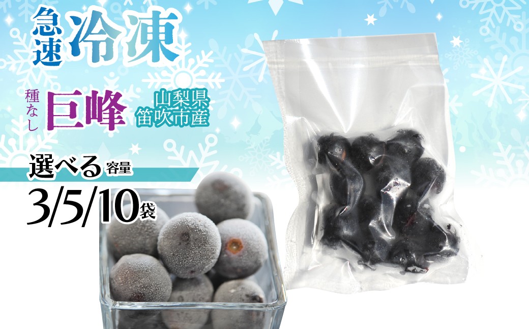 
            【選べる容量】急速冷凍種無し巨峰（山梨県産） 1袋100ｇ　「3袋」「5袋」「10袋」 230-003-oya
          