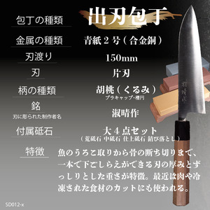 【出刃包丁15cm砥石セット】 鍛造包丁