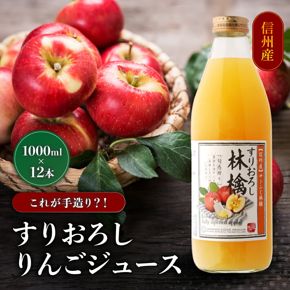 【ふるさと納税】 すりおろし りんごジュース 12本セット 1000ml × 12本 | 小池手造り農産加工所 りんご ジュース 国産 手造り てづくり 健康 飲料 長野県 飯田市 CU2