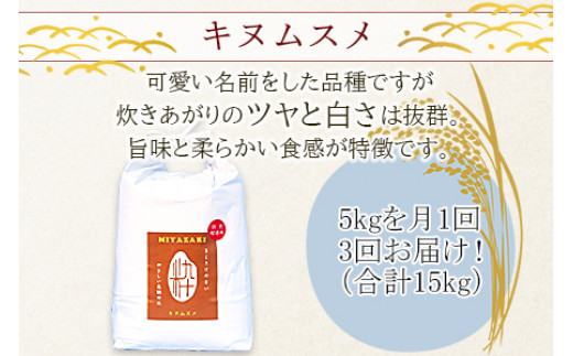 ＜令和５年度 特別栽培米「粋」キヌムスメ 5kg（3か月定期便）＞ ※翌月下旬に第一回目発送（12月は中旬）