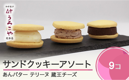 
お菓子 スイーツ 洋菓子 サンドクッキーアソート 3種 ( あんバター 、 テリーヌ 、 蔵王チーズ 各1個入)×3箱 計9個 us-swscs9
