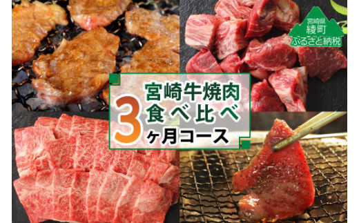 
宮崎牛焼肉食べ比べ 計2.2kg（3か月定期便）（36-199）
