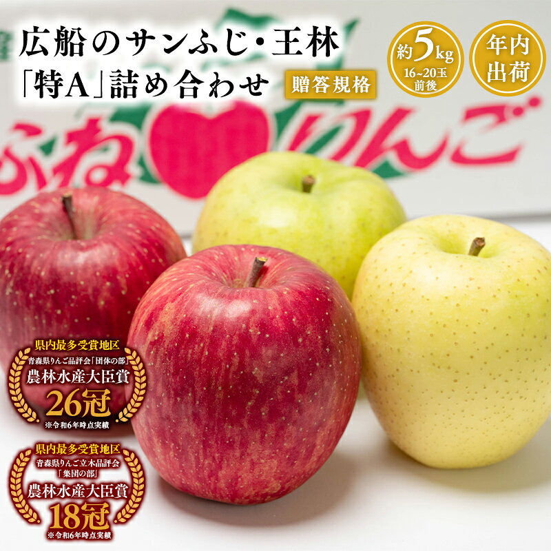 【ふるさと納税】≪年内発送≫青森県産 贈答用 広船のサンふじ・王林詰合せ 約5kg 特A【青森県 平川市 広船アップルクラブ】贈答 サンふじ ふじ 王林 広船 年内 青森 青森県産 平川 りんご リンゴ 林檎 くだもの 果物 フルーツ