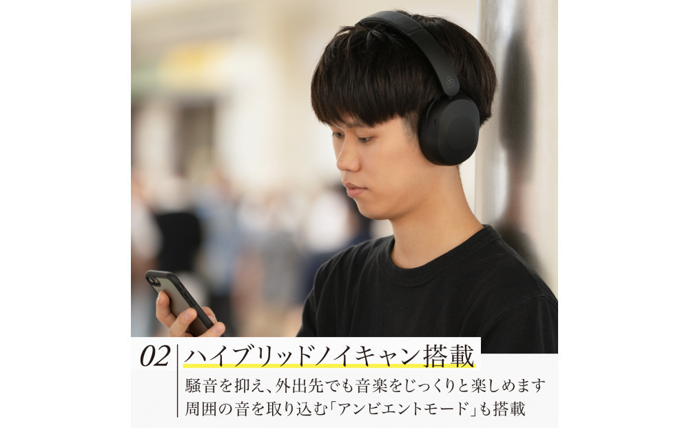 ワイヤレスヘッドホン final UX1000 BLACK ハイコスパモデル/ノイズキャンセリング/ノイキャン/ANC/マイク付き