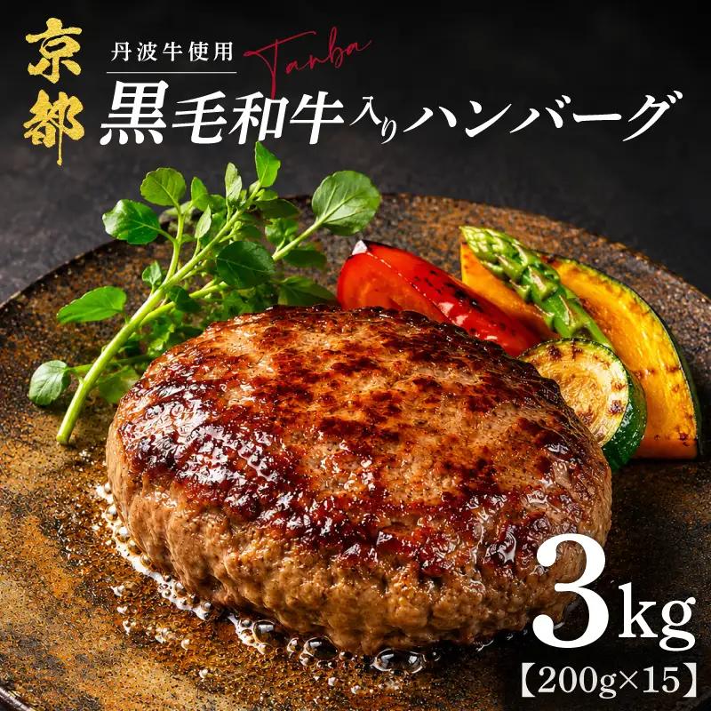 【ハンバーグ】 200g 15個 黒毛和牛入り 冷凍【ハンバーグ】