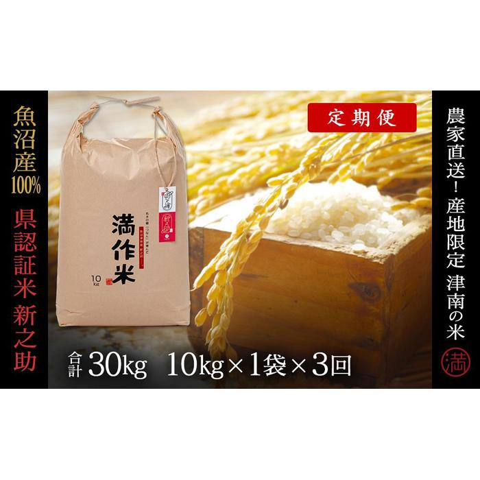 【ふるさと納税】【2025年産新米】【3ヶ月定期便】合計30kg（10kg×3回） 県認証 魚沼産新之助