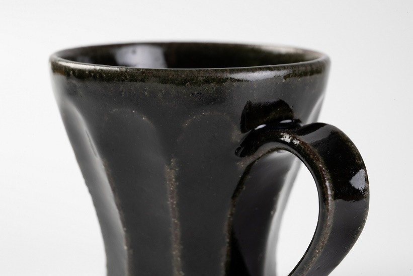 石炭黒釉面取りマグカップ小セット