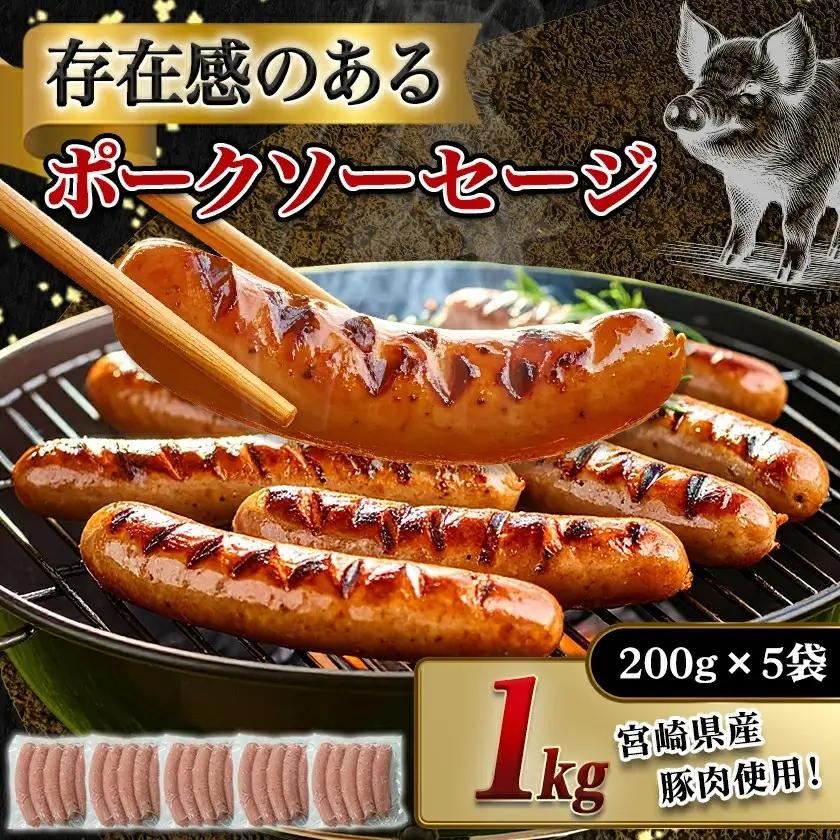 存在感のあるポークソーセージ1kg〔AA-N403〕