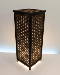 レーザー行灯「趣」Ｌサイズ　 八重麻の葉／胡麻幹 組子デザイン 和紙貼り 高さ65cm LED電球付