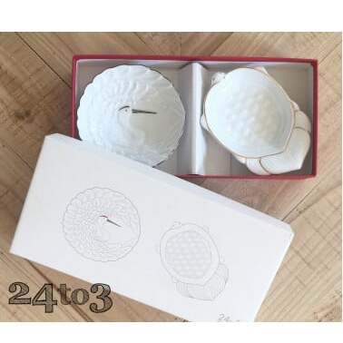 金・プラチナ鶴亀小皿セット 西富陶磁器 A18-172